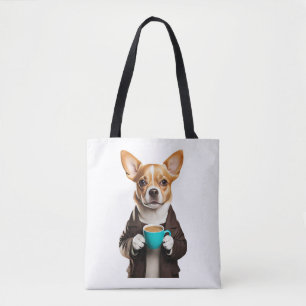 Tote Bag chihuahua avec café en tasse