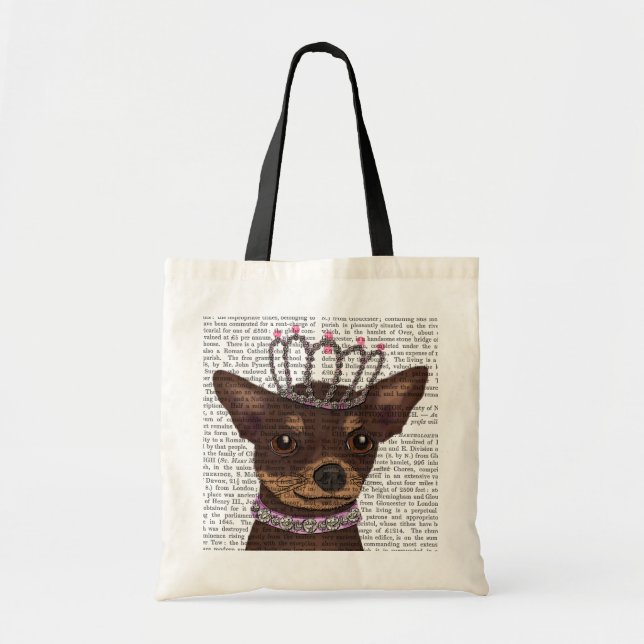Tote Bag Chihuahua Brown Et Tiara (Devant)