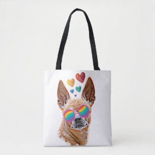 Tote Bag Chihuahua Chien avec Coeurs Saint Valentin