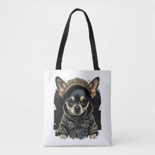 Tote Bag Chihuahua Cool Chien Rap Hip-Hop Gangster