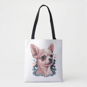 Tote Bag Chihuahua mignon chien de belles fleurs fille