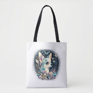 Tote Bag Chihuahua mignon chien de belles fleurs fille