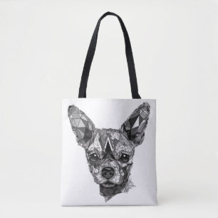 Tote Bag Chihuahua Mosaic Geometrical Art Chien