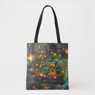 Tote Bag Chihuahua Noël Festive Voyage