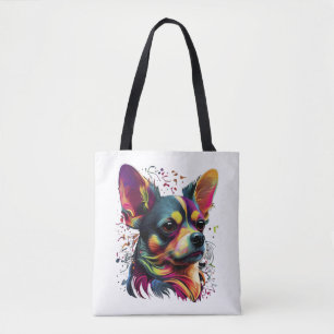 Tote Bag Chihuahua peinture Abstraite couleur mignonne chie