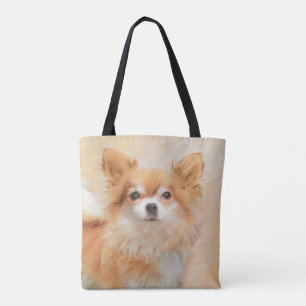 Tote Bag Chihuahua Peinture de Chien à long Haired Art orig