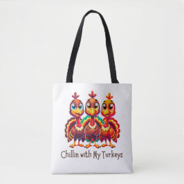 Tote Bag Chillin avec mes clés Thanksgiving Amusant
