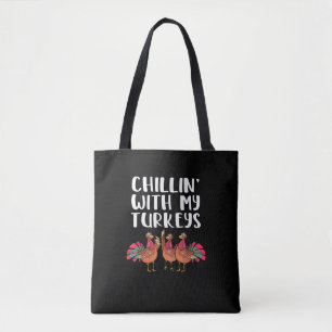 Tote Bag Chillin' Avec Mes Dindons Thanksgiving Saison Fami
