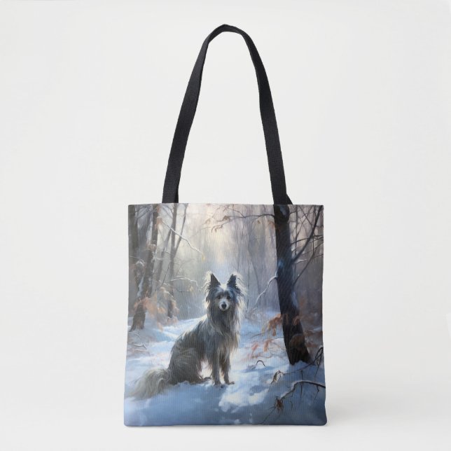 Tote Bag Chinois Crested Laisser Il Neige Noël (Devant)