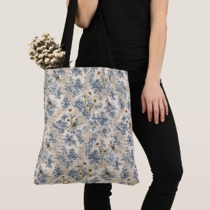 Tote Bag Chinoiserie Libellules, Marguerites et Dentelle