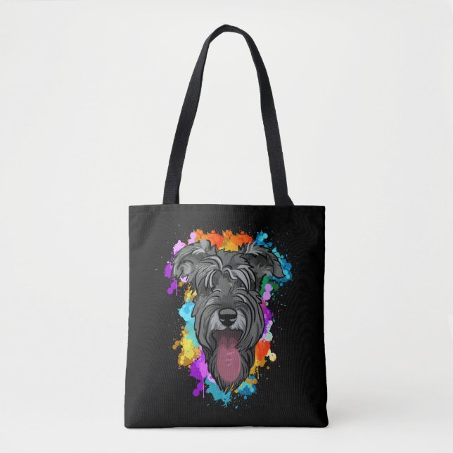 Tote Bag Chiot couleur Amoureux des chiens Schnauzer (Devant)
