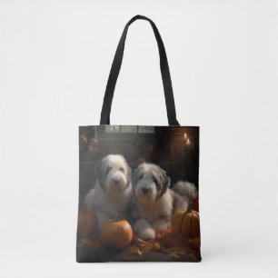 Tote Bag Chiot Old English Sheepdog Délice d'Automne Citrou