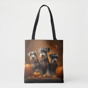 Tote Bag Chiots Schnauzer Délice d'Automne Citrouille
