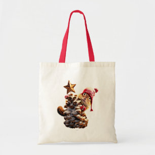 Tote Bag Chipmunk Avec Pine Cone Tree