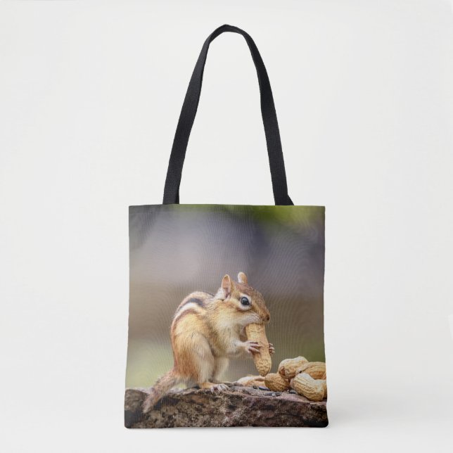 Tote Bag Chipmunk mangeant une arachide (Devant)