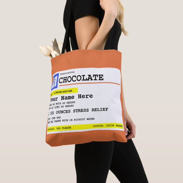Tote Bag Chocolat d'ordonnance Humoriste personnalisé (De près)