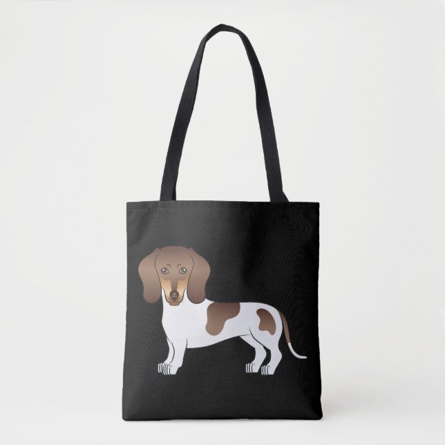Tote Bag Chocolat & Tan Pied Cheveux Courte Dachshund - Noi (Devant)