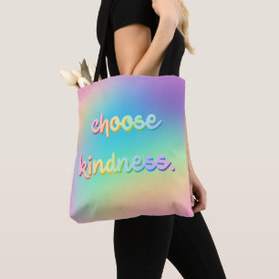 Tote Bag "Choisissez la gentillesse." Pastel Rainbow Gradie