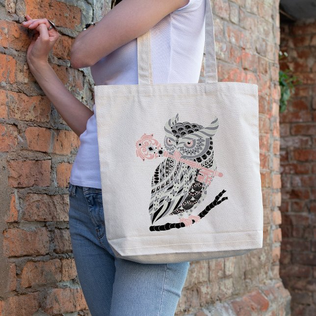 Tote Bag Chouette à cornes rose (Créateur téléchargé)