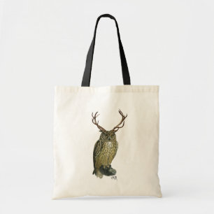 Tote Bag Chouette avec Antlers plain 2