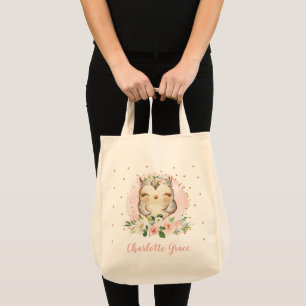 Tote Bag Chouette-bébé Aquarelle Aquarelle Couleur rose f