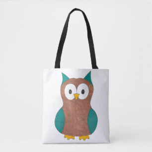Tote Bag Chouette blanche Oiseau bleu Brown Imprimer Oiseau