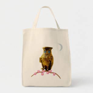 Tote Bag Chouette dorée et croissant de lune