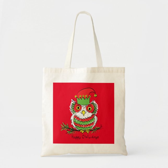 Tote Bag Chouette Drôle Noël Mignonne Vacances (Devant)