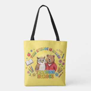 Tote Bag Chouette et Ours Mignons pour Enseignants
