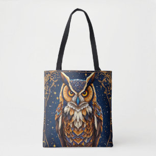 Tote Bag Chouette géométrique aux couleurs vives