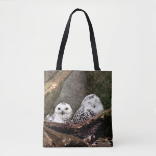 Tote Bag Chouette Harfang Couple Art Bois Faune Sauvage