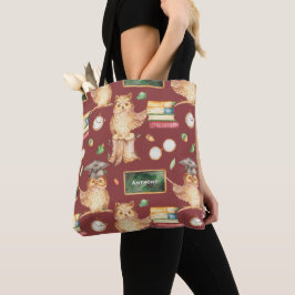 Tote Bag Chouette intelligente mignonne avec Chalkboard Nom