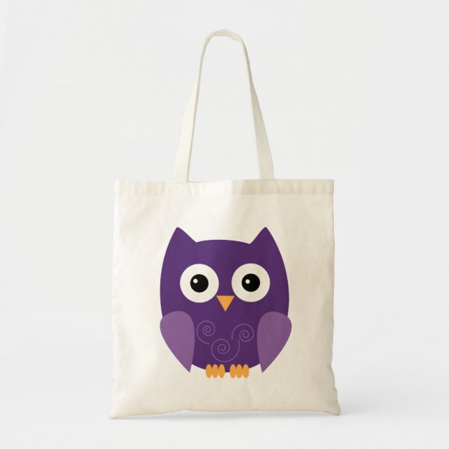 Tote Bag Chouette mignonne pourpre - Baguette ou traitement (Devant)