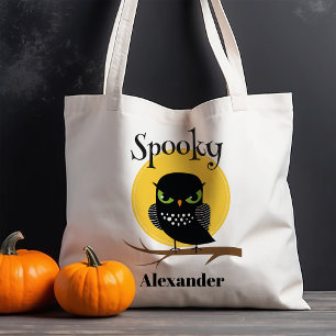 Tote Bag Chouette noire effrayante Halloween personnalisé