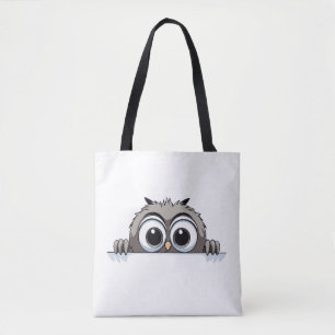 Tote Bag Chouette Peeking mignonne adorable animal caricatu