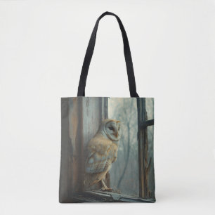 Tote Bag Chouette Rustique Dans L'Art Fenêtre