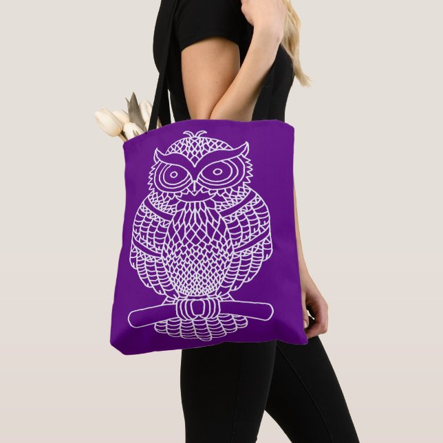 Tote Bag Chouette (violet) - Fourre-tout (De près)