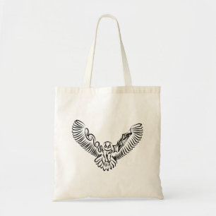 Tote Bag Chouette volante tribale noire et blanche
