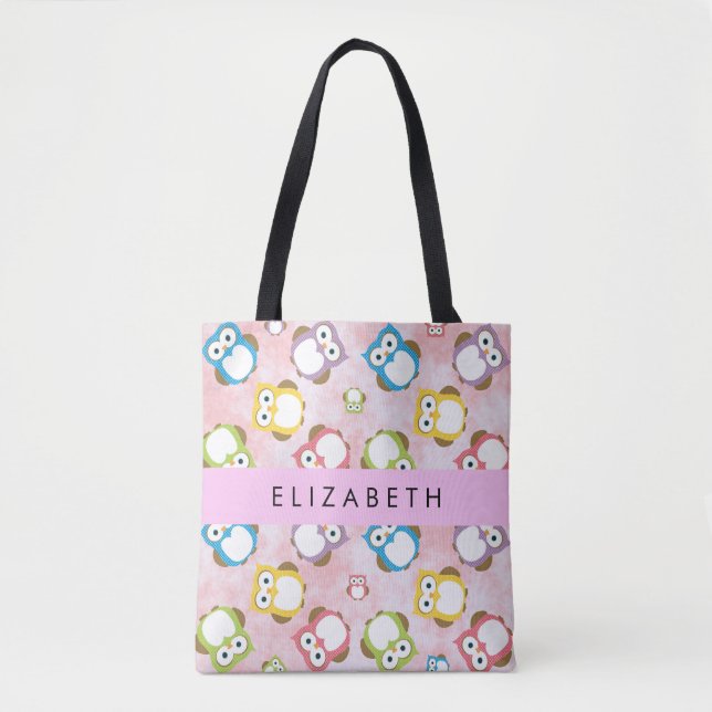 Tote Bag Chouettes mignonnes, Chouette Motif, Chouettes col (Devant)
