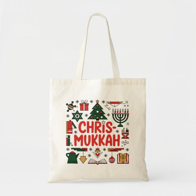 Tote Bag Chrismukkah Hanoukka Noël Juif Religieux (Devant)