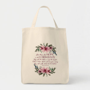Tote Bag Christian Bible Verse Blush Pink Floral