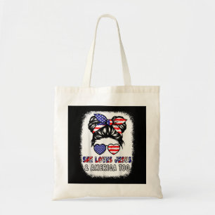 Tote Bag Christian Girl aime Jésus & Amérique Chemise 4 Jui