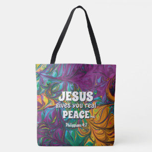 Tote Bag Christian JESUS DONNE UNE VRAIE PAIX Abstraite Vio