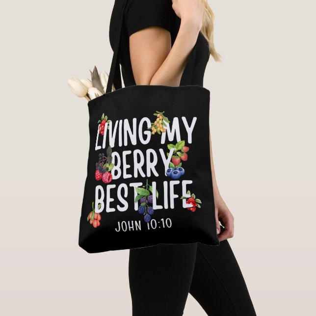 Tote Bag Christian JOHN 10 10 Vivre ma Berry Best Life (De près)