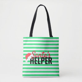 Tote Bag Christmas Beach Père Noël Helper Green Monogramme