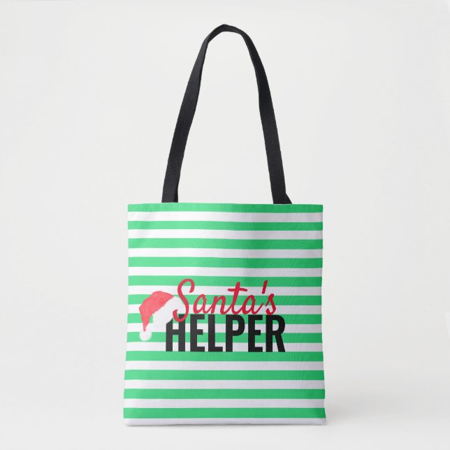 Tote Bag Christmas Beach Père Noël Helper Green Monogramme  (Devant)