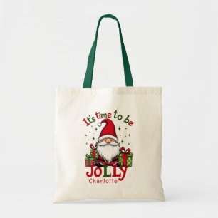 Tote Bag Christmas Cute Jolly Père Noël Nom personnalisé