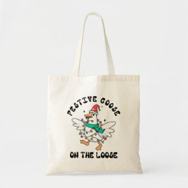 Tote Bag  Christmas Festive Goose on the Loose