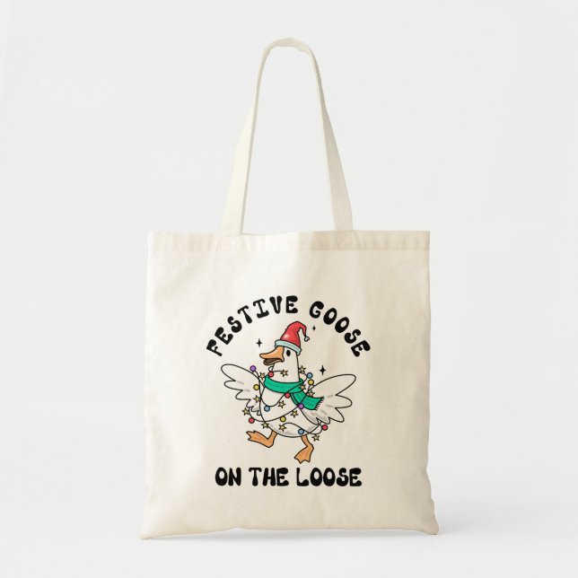 Tote Bag  Christmas Festive Goose on the Loose (Devant)