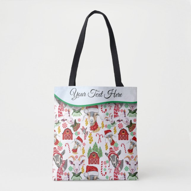 Tote Bag Christmas GOATS Candy et Jingle Bells (Devant)